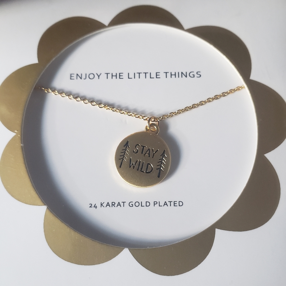 Stay Wild Pendant Necklace 18" Gold-Plated